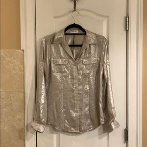 Shiny Metallic CK Oversized Button-Down